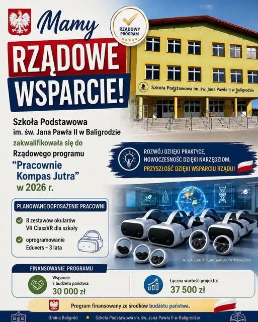 Szkoła w Baligrodzie z nowoczesnymi pracowniami VR dzięki programowi rządowemu