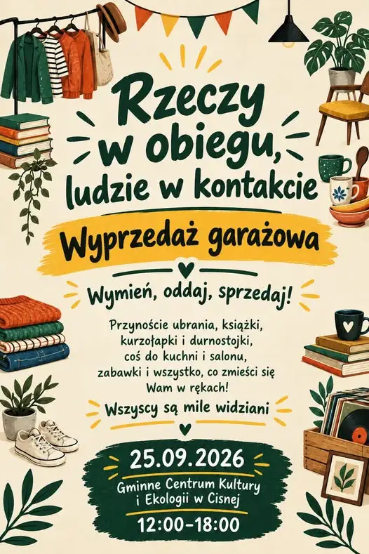 Wyprzedaż garażowa w Cisnej – daj rzeczom drugie życie