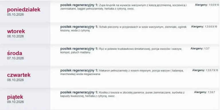 Jadłospis na tydzień 5–9 października 2026 – co w menu?