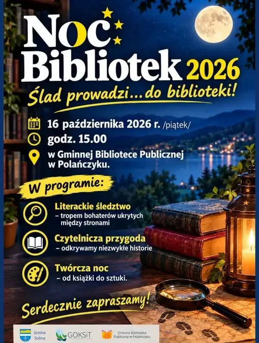 Noc Bibliotek 2026 w Polańczyku – literackie śledztwo i twórcza noc