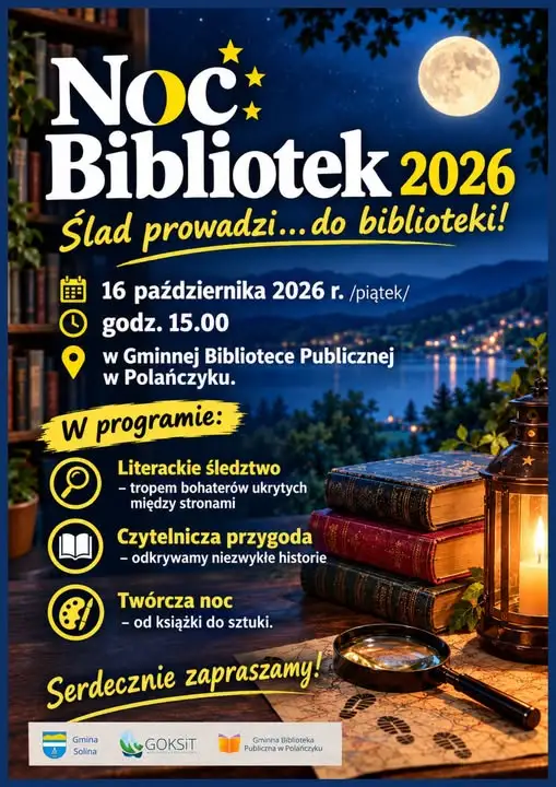 Noc Bibliotek 2026 w Polańczyku – literackie śledztwo i twórcza noc