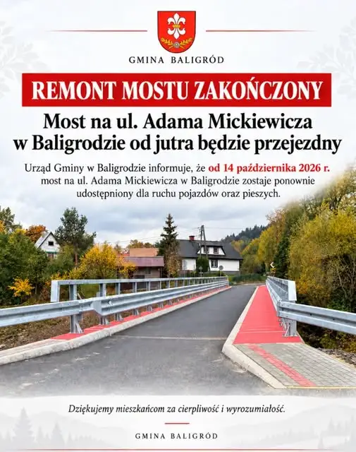 Most w Baligrodzie znów przejezdny – zakończono remont
