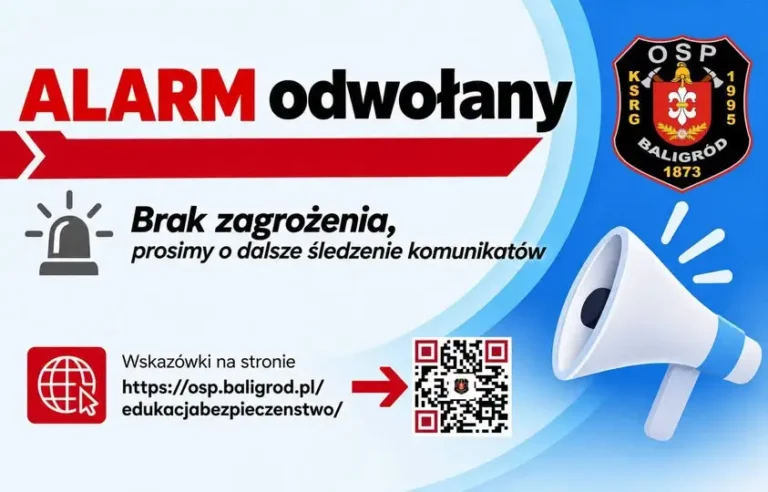 Odwołano alarm RCB w Baligrodzie – syrena ogłosi koniec zagrożenia