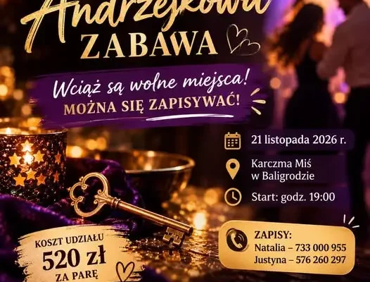 Zabawa andrzejkowa w Baligrodzie – zapisy trwają, wolne miejsca jeszcze są