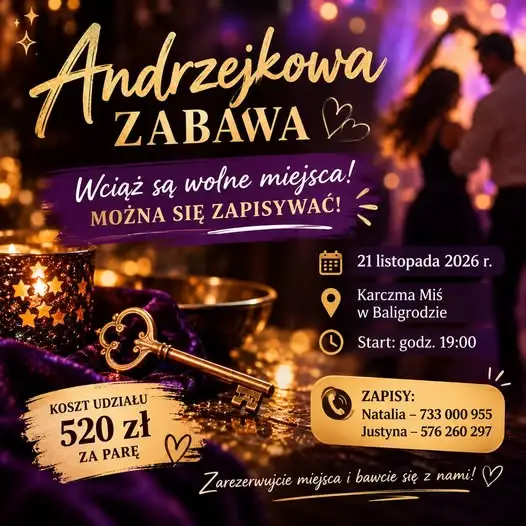 Zabawa andrzejkowa w Baligrodzie – zapisy trwają, wolne miejsca jeszcze są