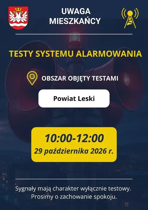 Testy systemu ostrzegania i alarmowania ludności w powiecie leskim